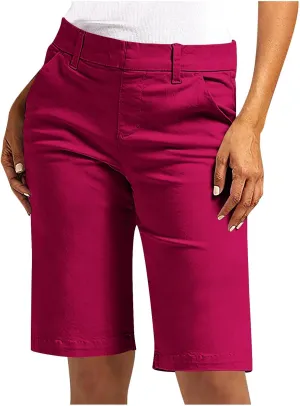Wkishenl Women's Bermuda Shorts Trendy 2025 Casual Summer Knee Length Short High Waisted Straight Leg Hiking Vacation Outfits