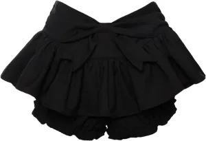 Women Bow Denim Skirt Summer Ruffle Low Waist Skirts Sexy Pleated Mini Skirts