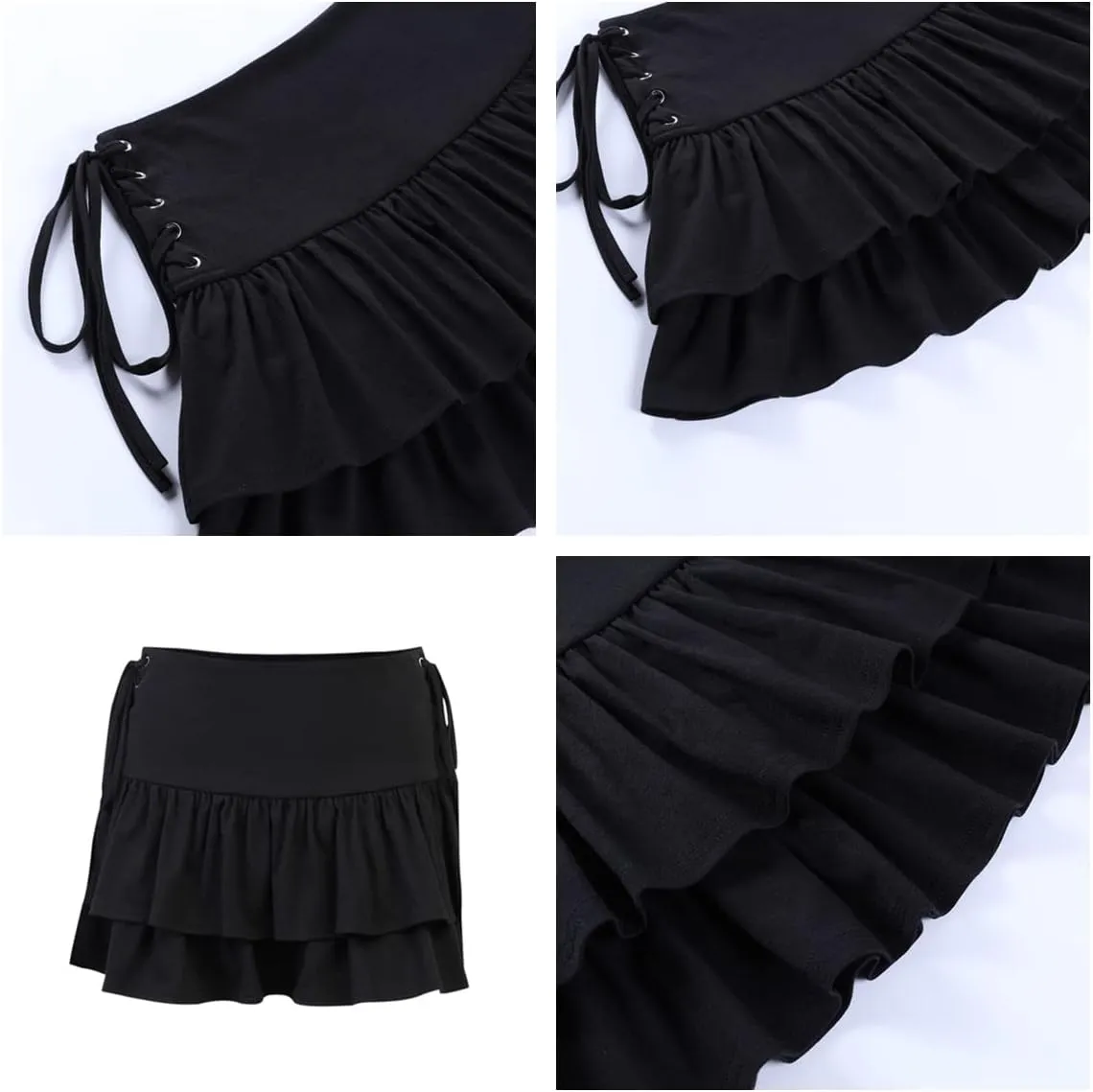 Women Gothic Punk Mini Skirt Y2K High Waist A-Line Pleated Skater Skirts