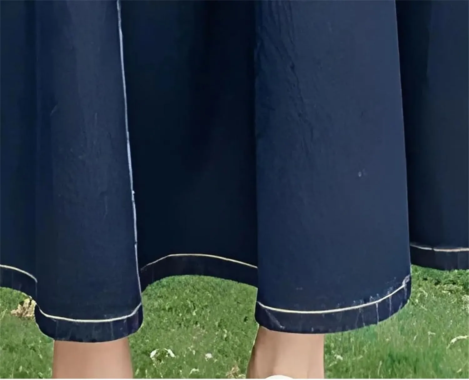 Women High Waist A-Line Denim Midi Skirt Spring Summer Casual Wash Slim Fit Flared Jean Skirt