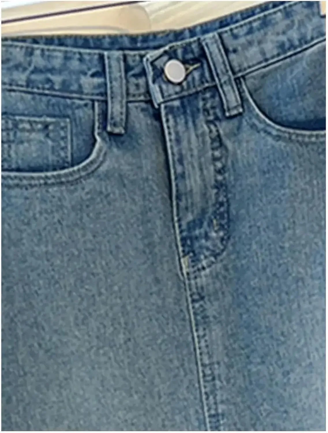 Women High Waist Vintage Denim Skirt Side Slit Hip Long Skirt