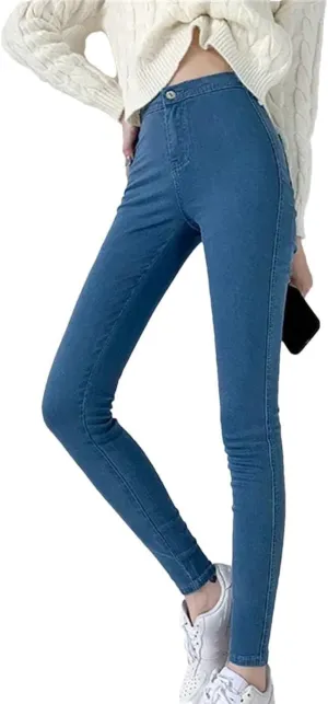 Women High Waisted Stretch Skinny Jeans Fashion Casual Pencil Pants Soft Slim Fit Trousers