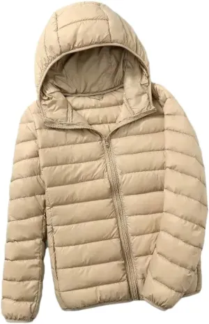 Women Hooded Puffer Jackets Spring Winter White Duck Down Coats Ultralight Packable Casual Parkas