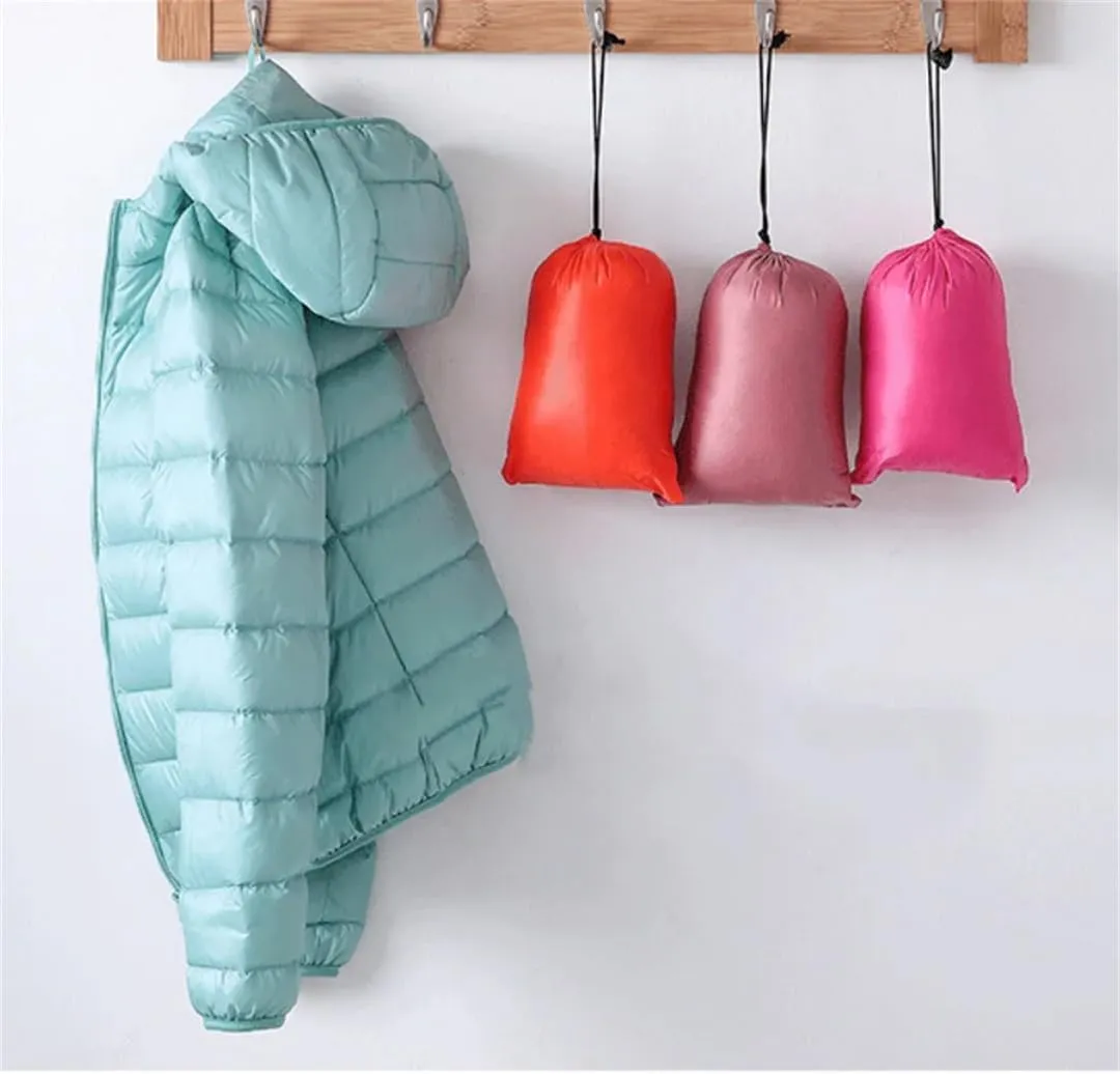 Women Hooded Puffer Jackets Spring Winter White Duck Down Coats Ultralight Packable Casual Parkas