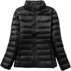 Women Hoodie Short Puffer Jackets Autumn Winter Female White Duck Down Slim Fit Coat