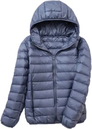 Women Hoodie Short Puffer Jackets Autumn Winter Female White Duck Down Slim Fit Coat
