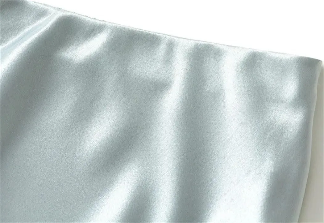Women Lace Patchwork Satin Long Skirt Summer High Waist Casual Elegant Party A-Line Skirt