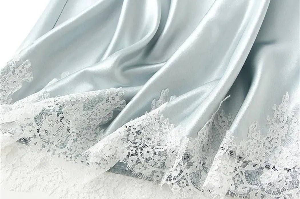 Women Lace Patchwork Satin Long Skirt Summer High Waist Casual Elegant Party A-Line Skirt