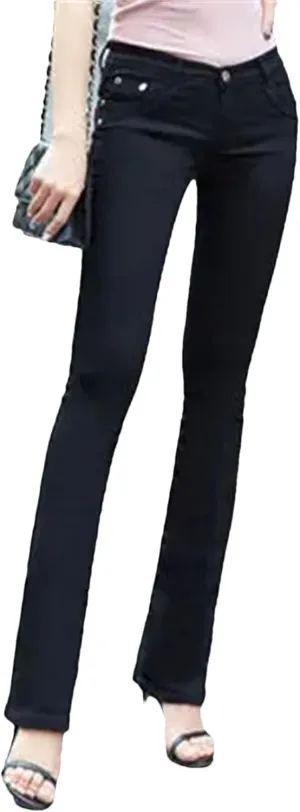 Women Low Waist Stretch Jeans Summer Skinny Flare Pants Slimming Fit Elastic Straight Denim Pants