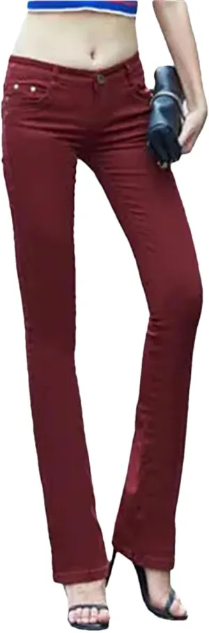 Women Low Waist Stretch Jeans Summer Skinny Flare Pants Slimming Fit Elastic Straight Denim Pants
