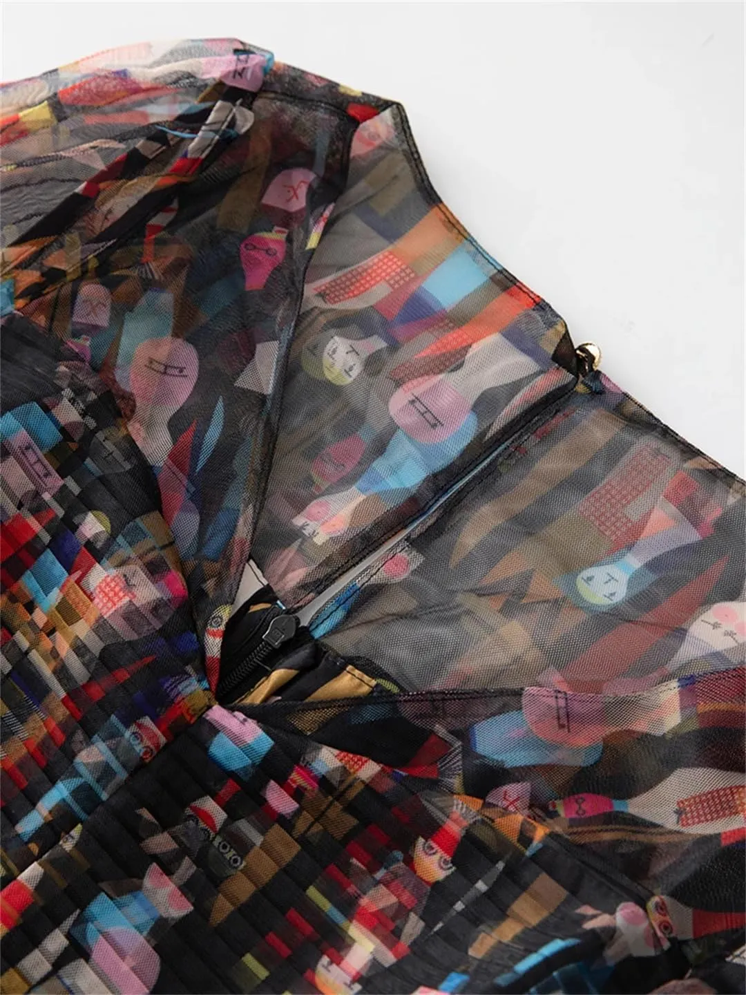 Women Print Summer Dress Boho Tulle Ruched Elastic Waist Single Buckle Ruffle Hem Dresses