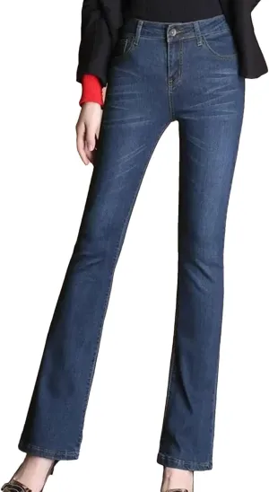 Women Skinny Stretch Wide Leg Jeans High Waist Vintage Slim Flare Denim Pants Casual Boot Cut Jeans
