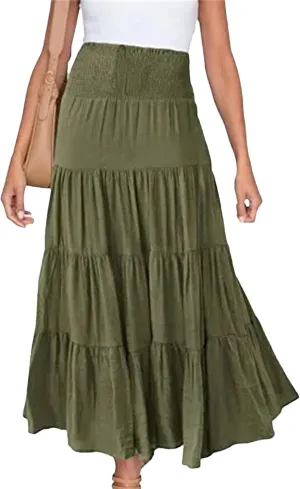 Women Summer Fashion High Waisted Maxi Skirts Bohemian Casual Harajuku Streetwear Beach Skirt