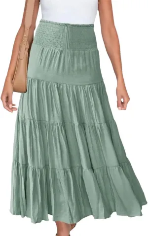 Women Summer Fashion High Waisted Maxi Skirts Bohemian Casual Harajuku Streetwear Beach Skirt