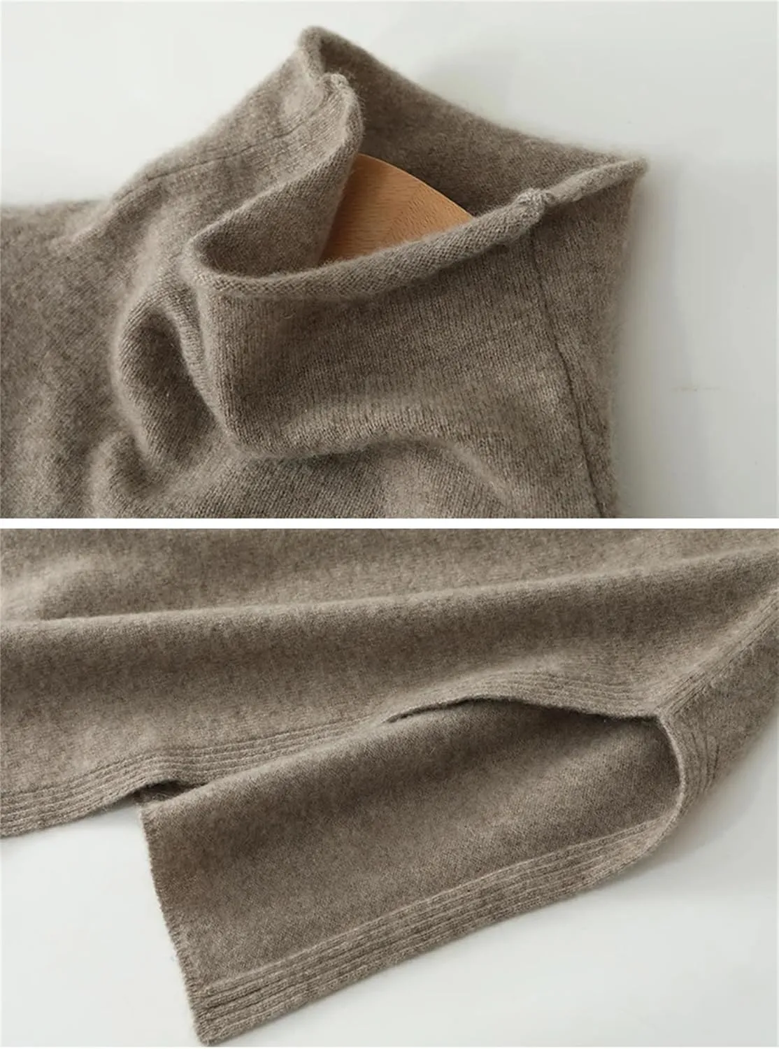 Women Turtleneck Shawl Long Sleeve 100% Wool Oversized Sweaters Winter Cable Knit Sweater