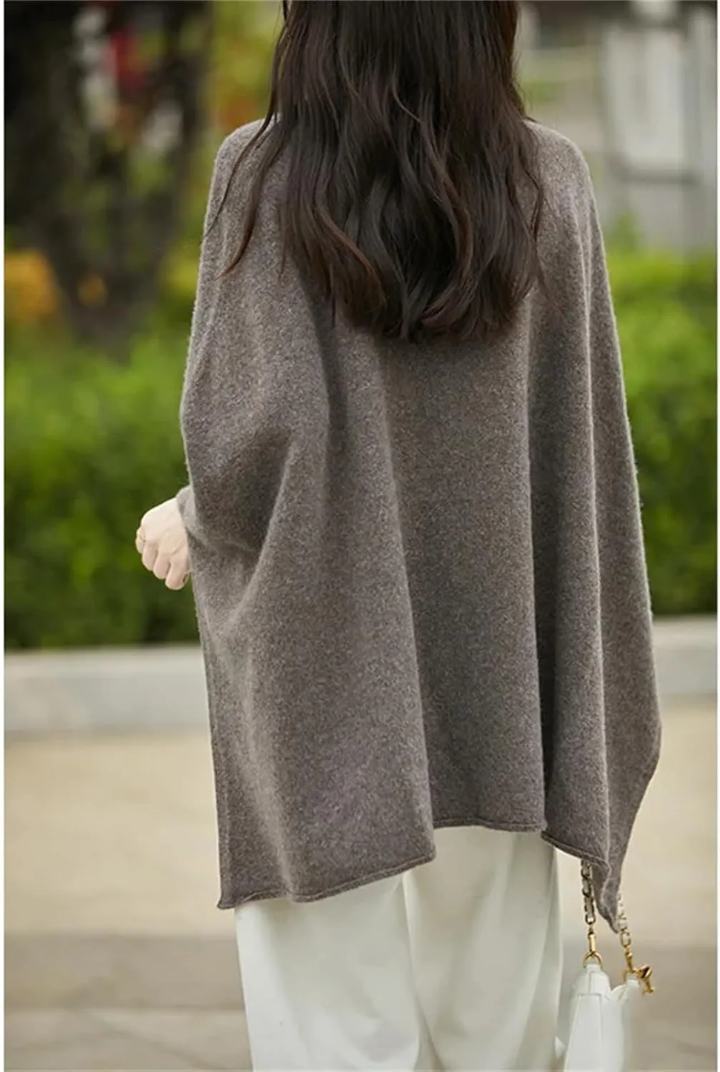 Women Turtleneck Shawl Long Sleeve 100% Wool Oversized Sweaters Winter Cable Knit Sweater