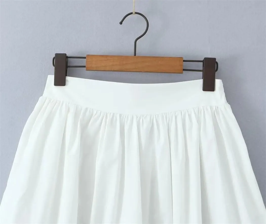 Women Vintage Cotton Big Swing Long Skirt Summer High Waist A-Line Holiday Party Skirts