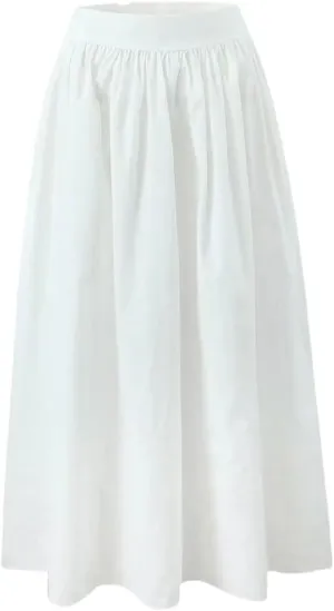 Women Vintage Cotton Big Swing Long Skirt Summer High Waist A-Line Holiday Party Skirts