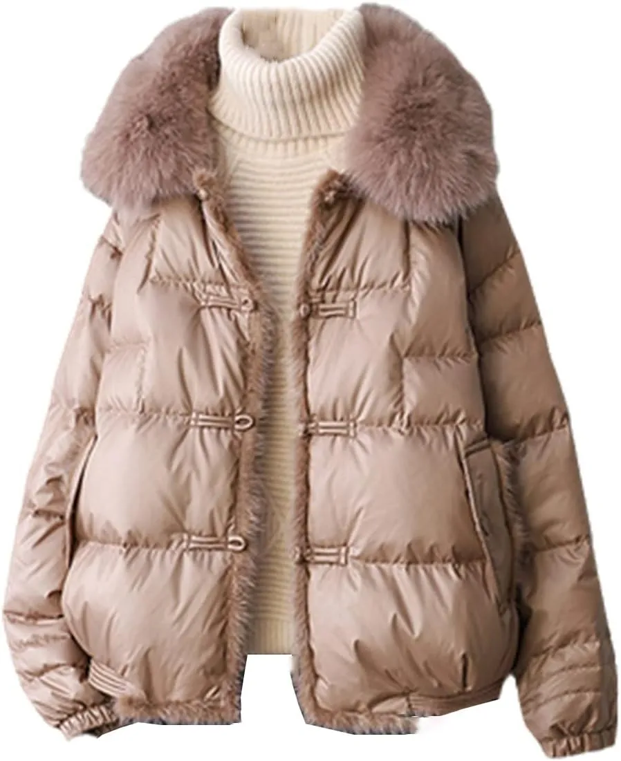 Women White Duck Down Coat Winter Ladies Puffer Jacket Short Design Collar Female Thick Warm Parkas