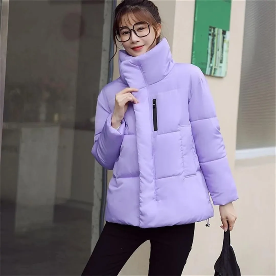 Women Winter Down Cotton Jacket Zipper Padded Puffer Parkas Thicken Warm Coats Loose Outwear Wear