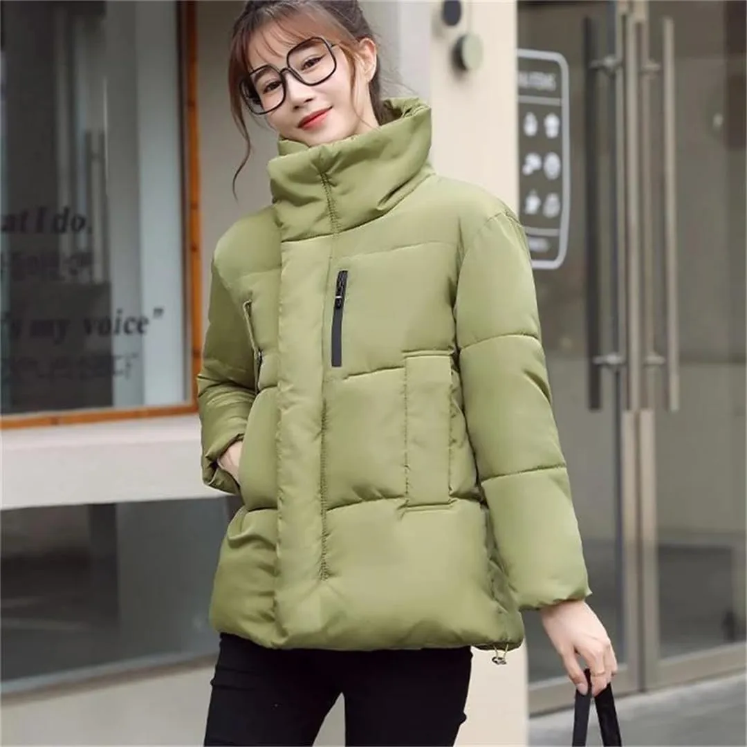 Women Winter Down Cotton Jacket Zipper Padded Puffer Parkas Thicken Warm Coats Loose Outwear Wear