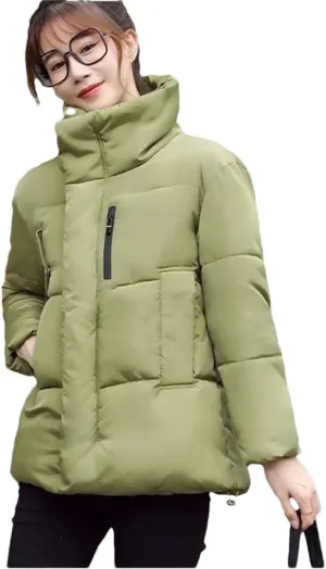 Women Winter Down Cotton Jacket Zipper Padded Puffer Parkas Thicken Warm Coats Loose Outwear Wear