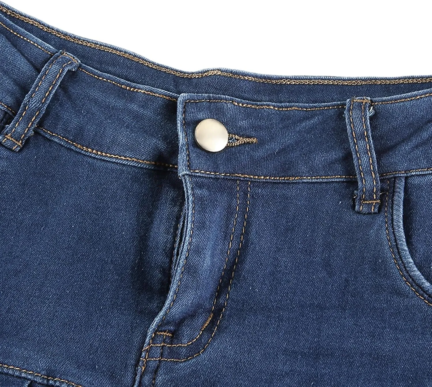 Women Y2K Pleated Jean Skirt Casual Low Waist Ruffle A Line Flare Denim Mini Skirt Summer Going Out Streetwear