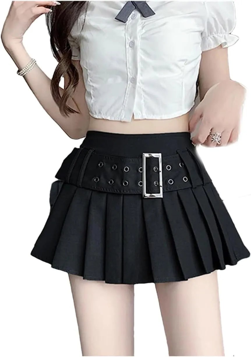 Women's A-Line Pleated Skirt Mini Skirts Harajuku Vintage Aesthetic Skirt