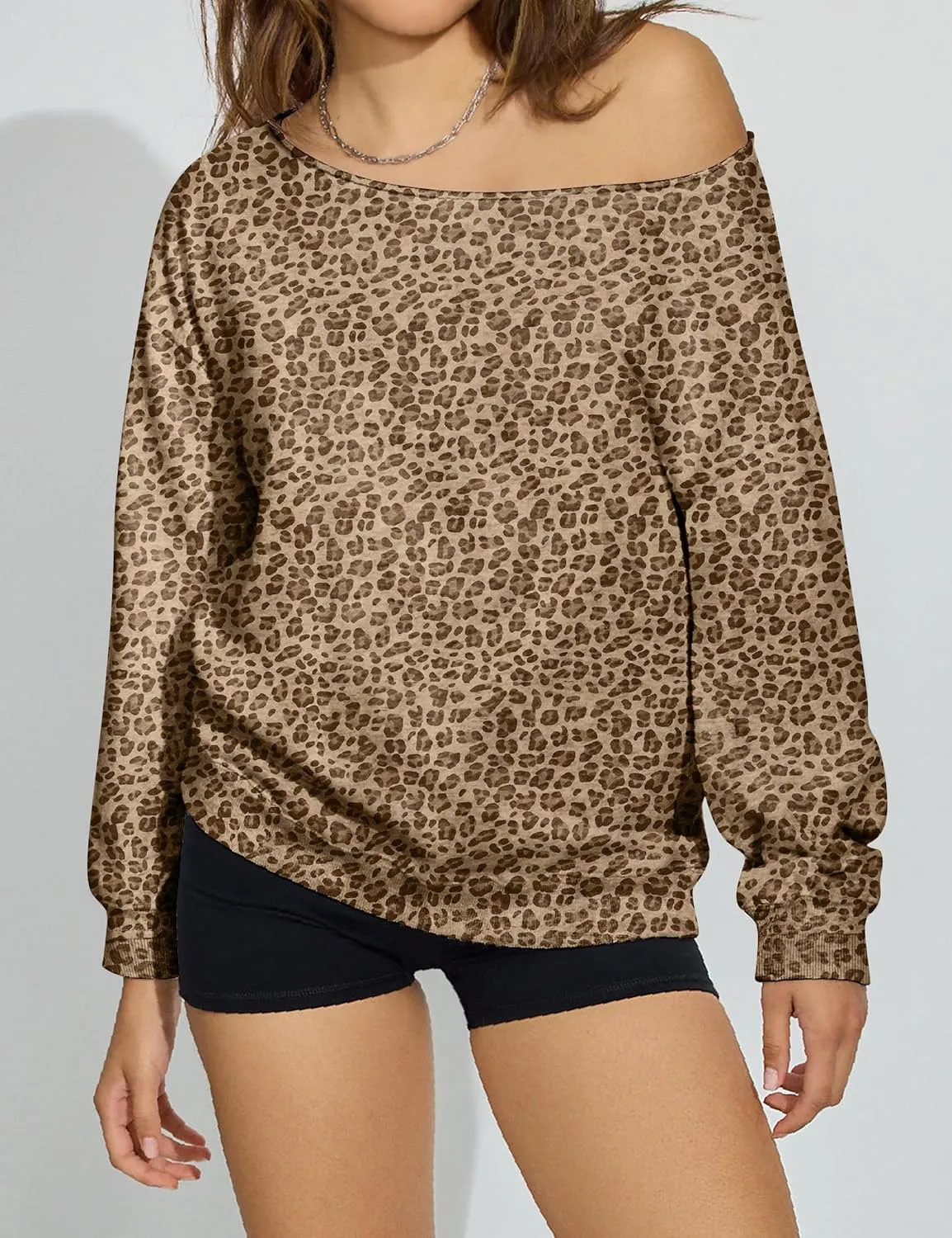 Womens Camo Off The Shoulder Sweatshirt Maple Leaf Print One Shoulder Sweatshirts Long Sleeve Loose Fleece Pullover