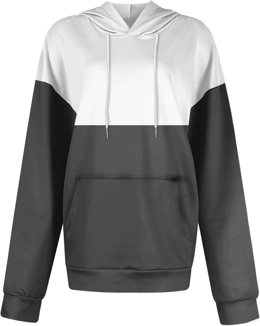 Women's Color Block Hoodie Sweatshirt Casual Long Sleeve Drawstring Jacket Sweater with Pockets Loose Fit Fall Coat