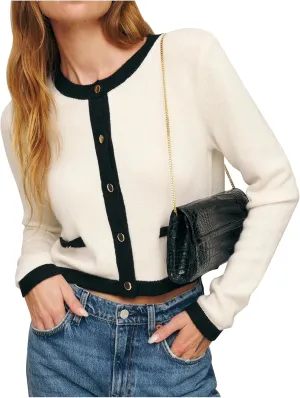 Women's Cropped Cardigan Sweaters Color Blocked Open Front Lightweight Button Down Knit Lady Jackets