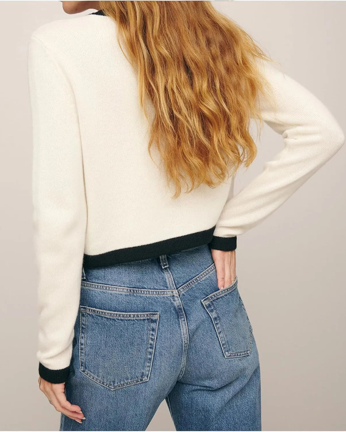 Women's Cropped Cardigan Sweaters Color Blocked Open Front Lightweight Button Down Knit Lady Jackets