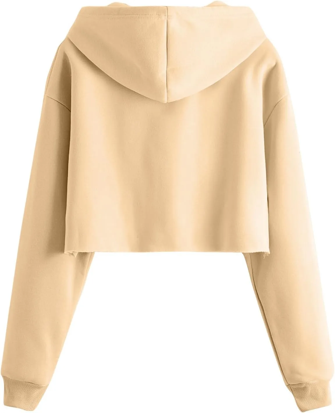 Womens Cropped Hoodie Crop Sweatshirts for Women Casual Workout Pullover Tops Drawstring Top Hooded Sweatshirt Fall