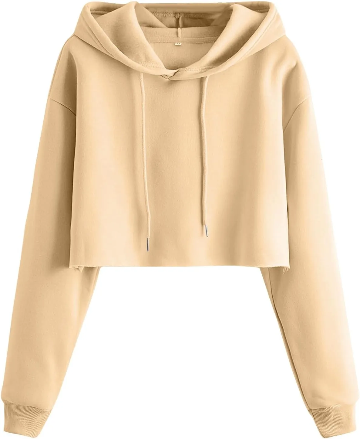 Womens Cropped Hoodie Crop Sweatshirts for Women Casual Workout Pullover Tops Drawstring Top Hooded Sweatshirt Fall