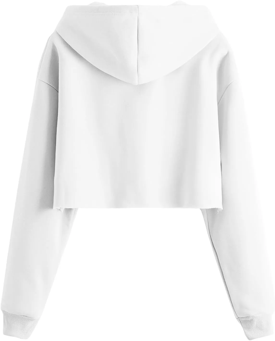 Womens Cropped Hoodie Crop Sweatshirts for Women Casual Workout Pullover Tops Drawstring Top Hooded Sweatshirt Fall