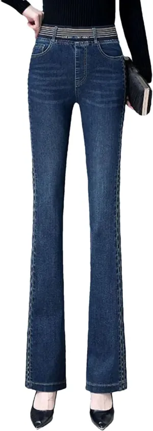 Womens Hight Waist Skinny Flare Jeans Stretch Denim Pants Oversized Ankle Length Trousers