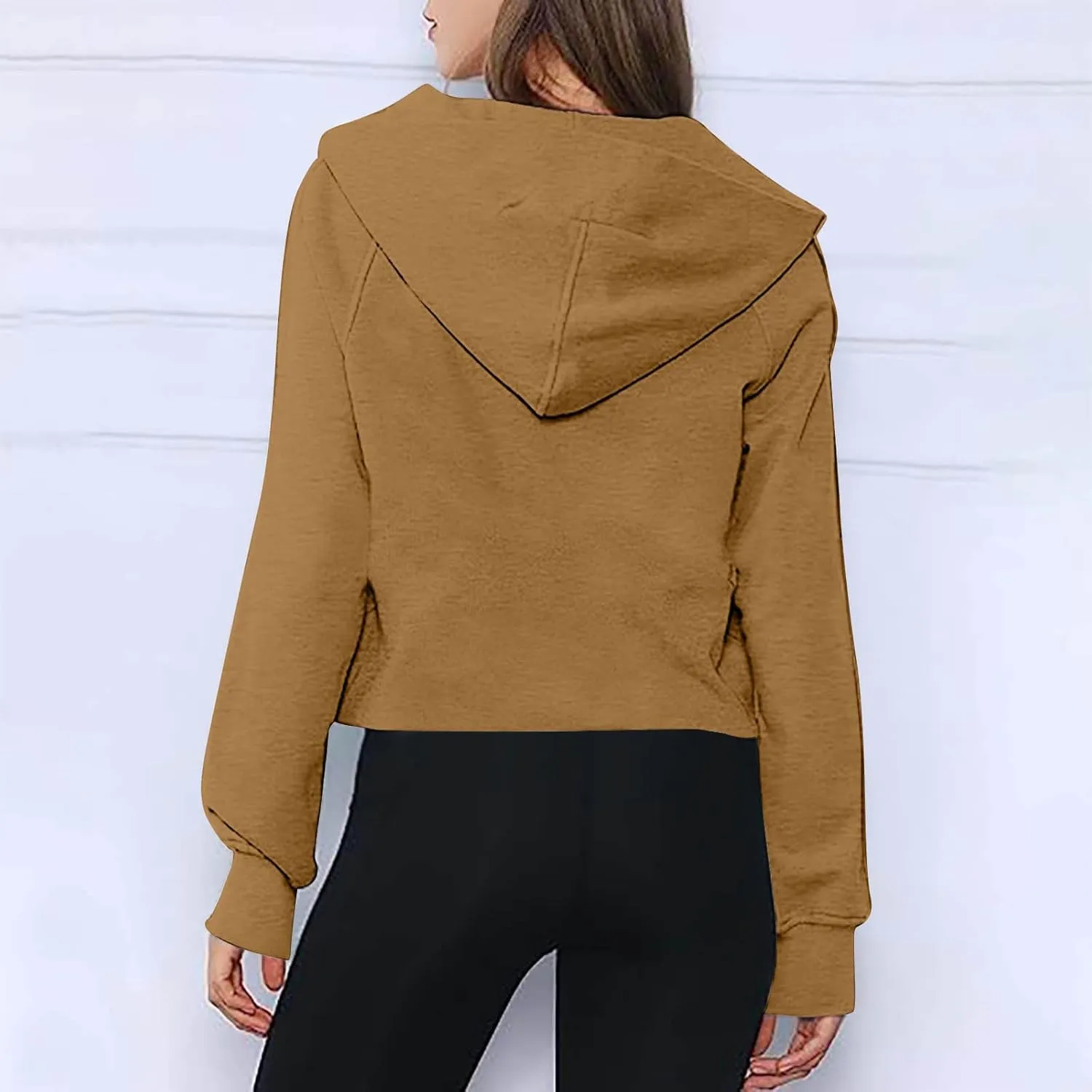 Womens Hoodies Half Zip Sweatshirt Thumb Hole Long Sleeve Cropped Pullover Loose Casual Aesthetic Y2k Top with Pocket