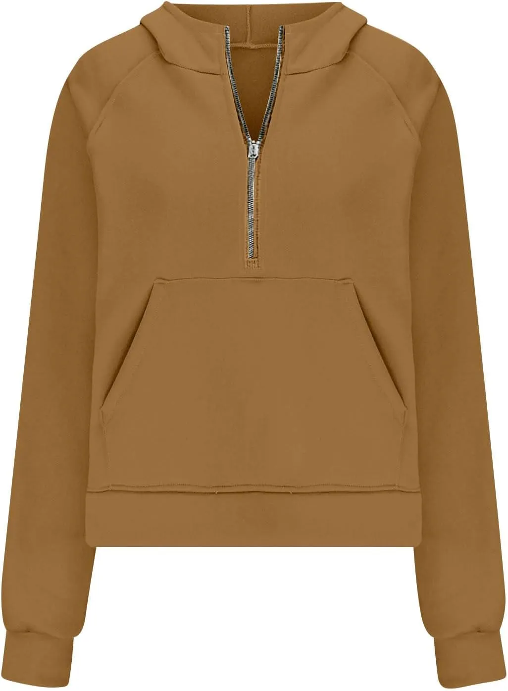 Womens Hoodies Half Zip Sweatshirt Thumb Hole Long Sleeve Cropped Pullover Loose Casual Aesthetic Y2k Top with Pocket