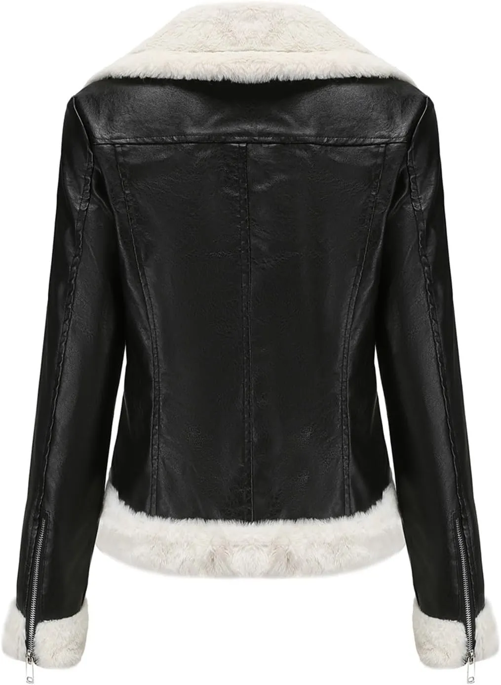 Womens Oversized Leather Jackets, Faux Shearing Moto Biker Jacket, Thick Lined Winter Shearling Coat