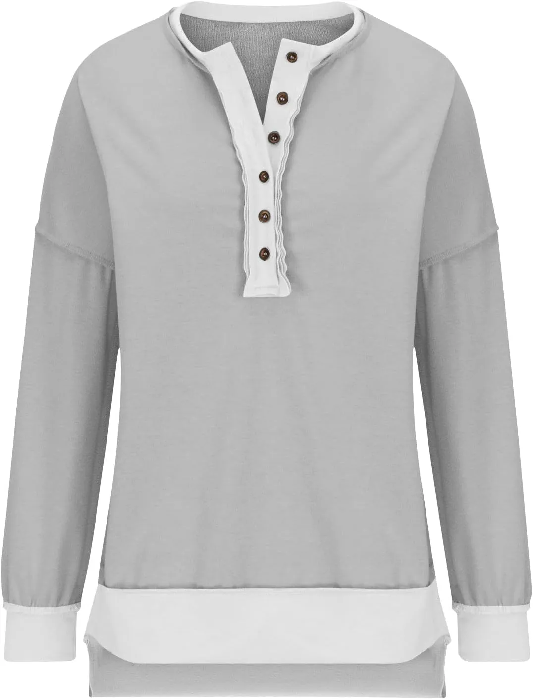 Women's Oversized Sweatshirts Long Sleeve Henley Button Down Pullover Hoodies Tunic Tops 2024 Trendy Fall Clothes