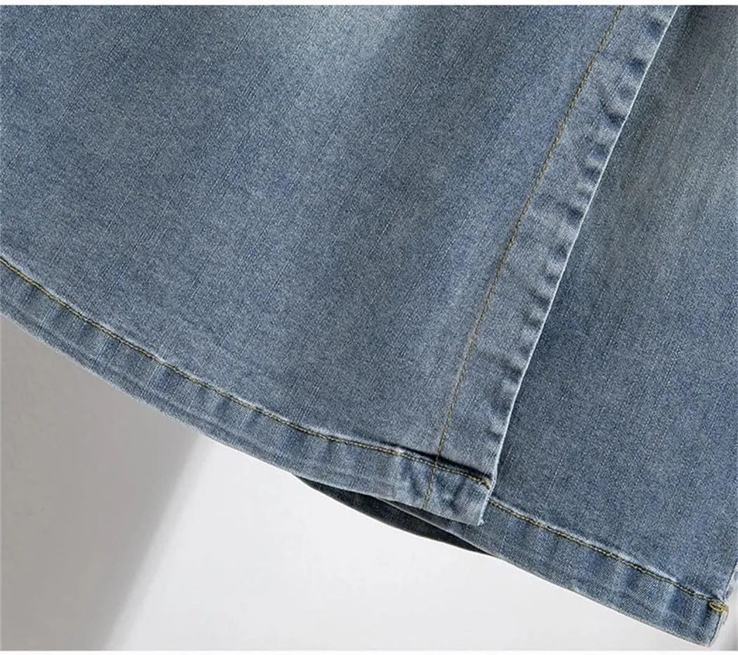 Women's Plus Size Denim Skirt Spring 2025 High Waist Elastic Jeans Skirts Korean Style Casual Shorts