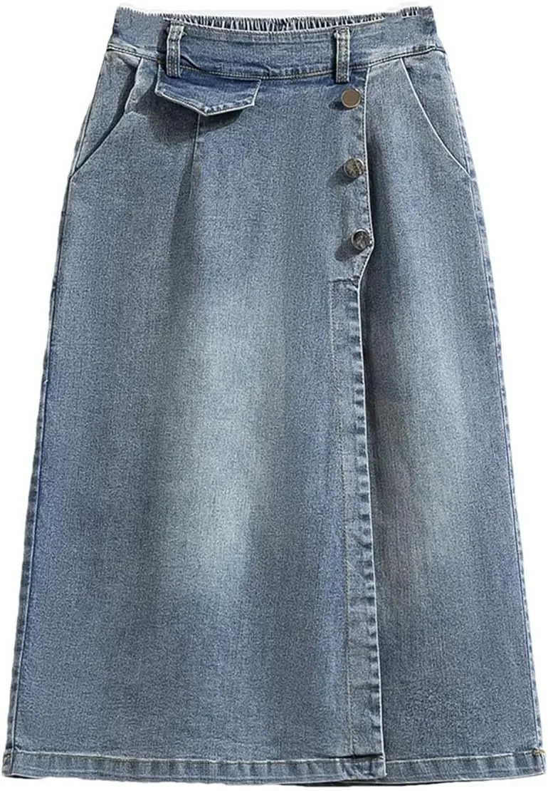 Women's Plus Size Denim Skirt Spring 2025 High Waist Elastic Jeans Skirts Korean Style Casual Shorts