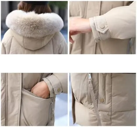 Women's Puffer Jacket Winter Thicken Down Parka Warm Full-Zip Quilted Coats with Faux Fur Hood