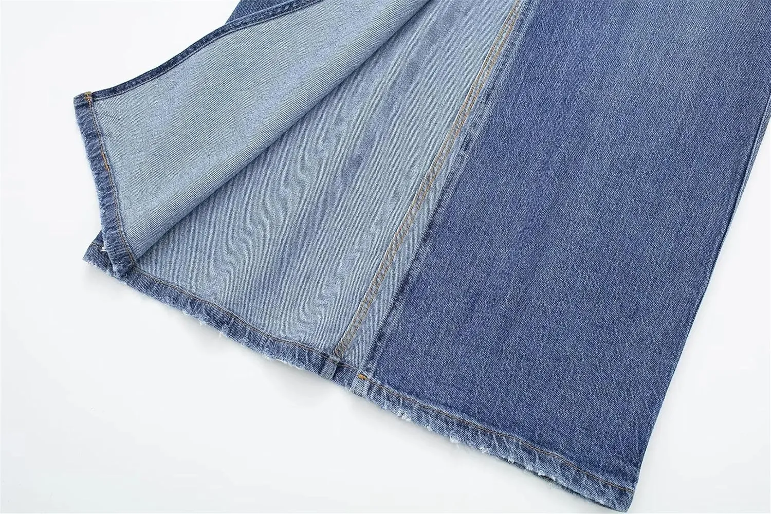 Women's Solid Streetwear Cargo Denim Skirts Summer High Waist Slit Jean Midi Skirts
