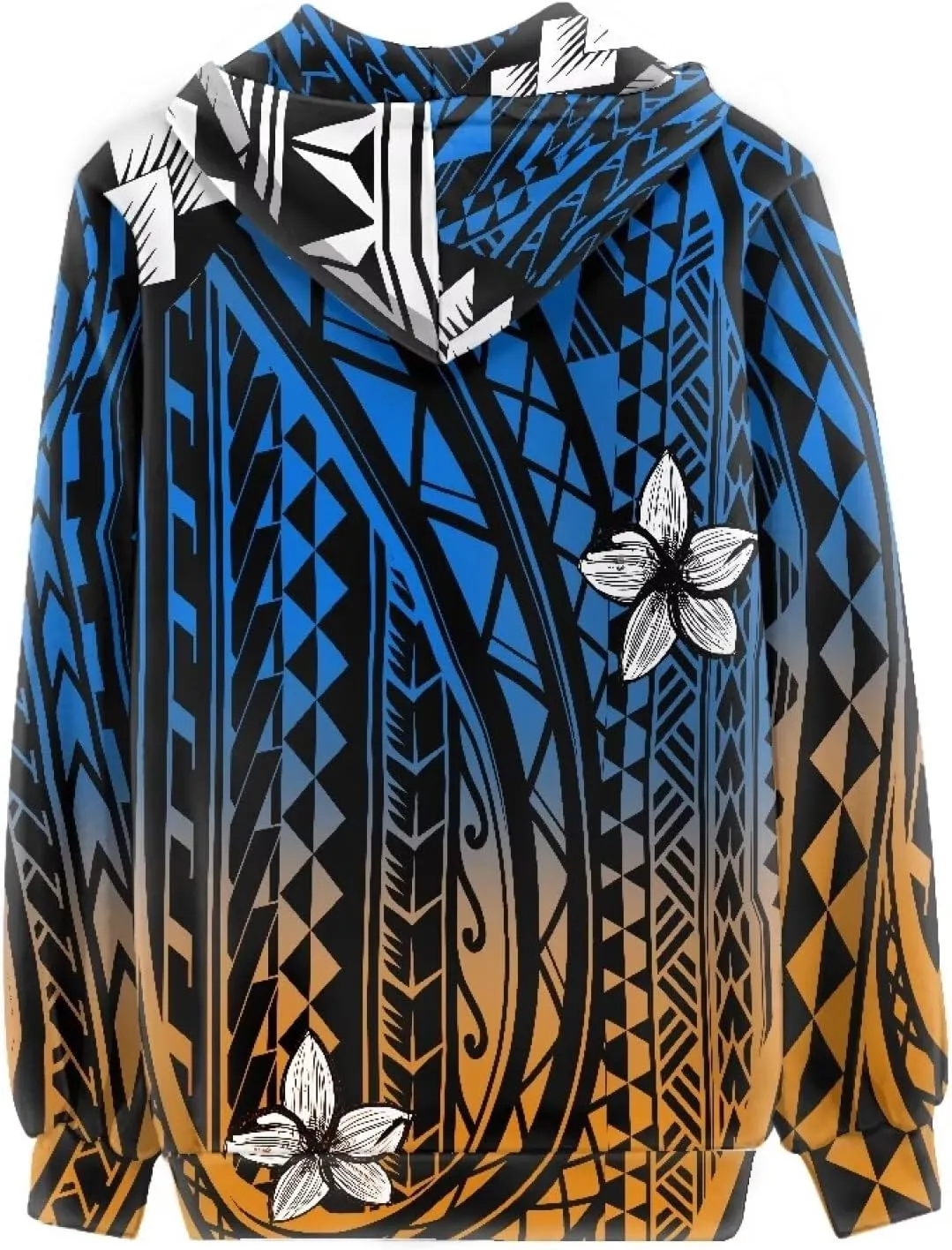 Women's Zip Up Samoa Tapa Polynesian Tribal Hoodies Jacket Samoan Puletasi Drawstring Long Sleeve Sweatshirt