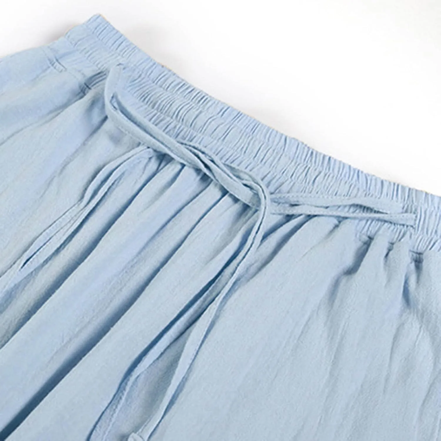 Xiaojmake Cotton Linen Long Pant Men Summer Home Beach Pants Loose Fit Elastic Waist Drawstring Lounge Pant Wide Leg Trouser