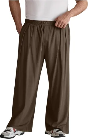 Xiaojmake Men's Wide Leg Linen Pants Big and Tall Casual Loose Cotton Hippie Yoga Beach Pants Straight Fit Baggy Trousers