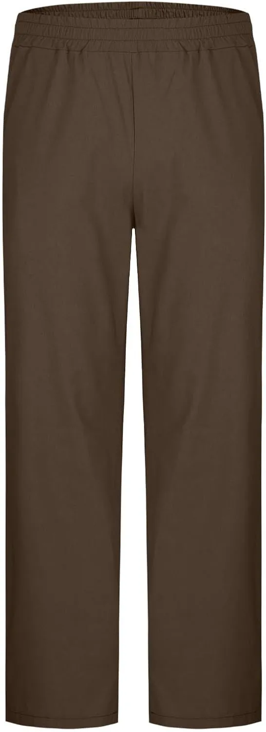 Xiaojmake Men's Wide Leg Linen Pants Big and Tall Casual Loose Cotton Hippie Yoga Beach Pants Straight Fit Baggy Trousers