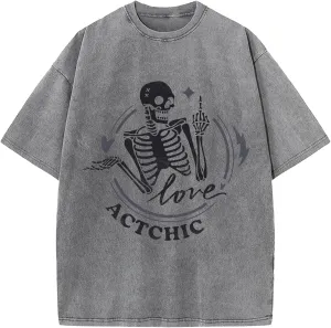 Yimoon Mens Oversized Graphic Tees Cotton Vintage Baggy T-Shirts Casual Loose Short Sleeve Unisex Washed Tops