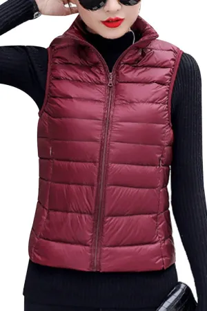 YMING Womens Packable Down Vest Solid Color Lightweight Outwear Zipper Puffer Vest Jackets